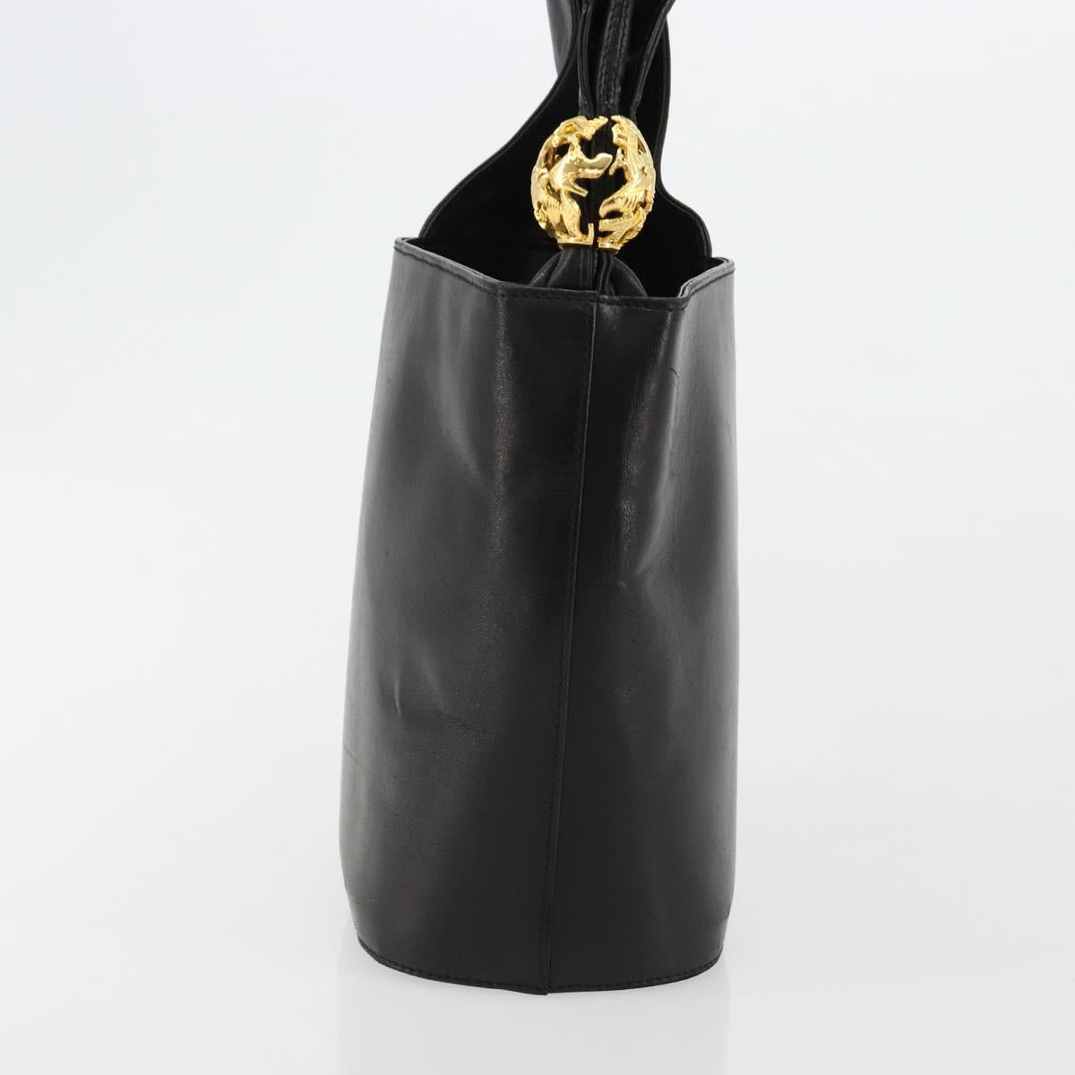Salvatore Ferragamo Shoulder Bag Leather Black Gold Auth 184545