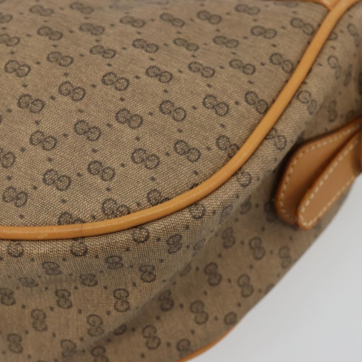 GUCCI Micro GG Supreme Web Sherry Line Shoulder Bag PVC Beige Gold Auth 184546