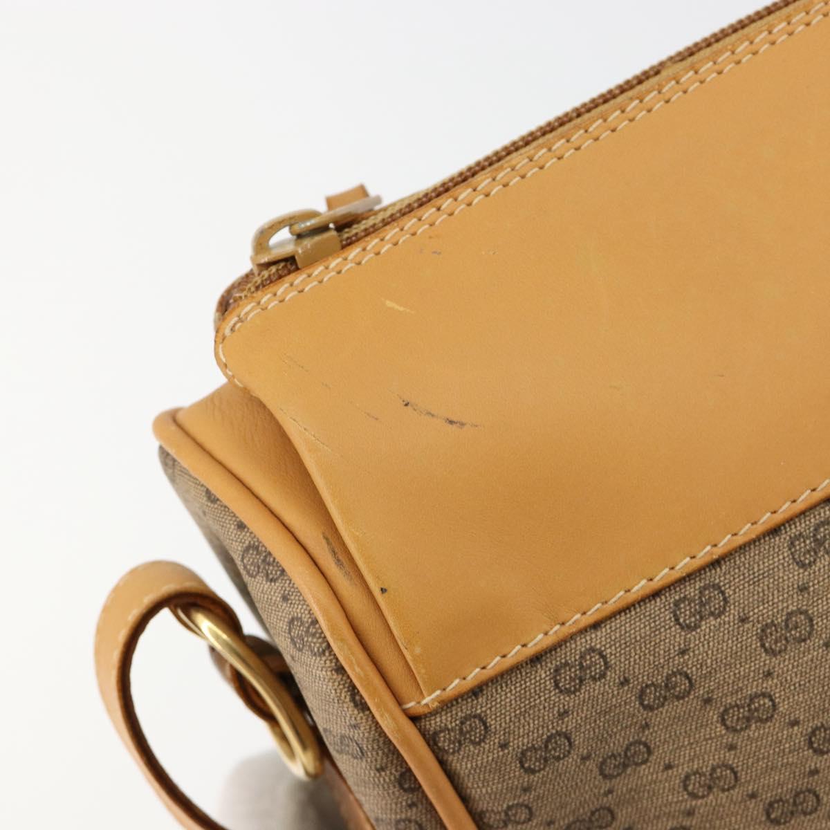 GUCCI Micro GG Supreme Web Sherry Line Shoulder Bag PVC Beige Gold Auth 184546