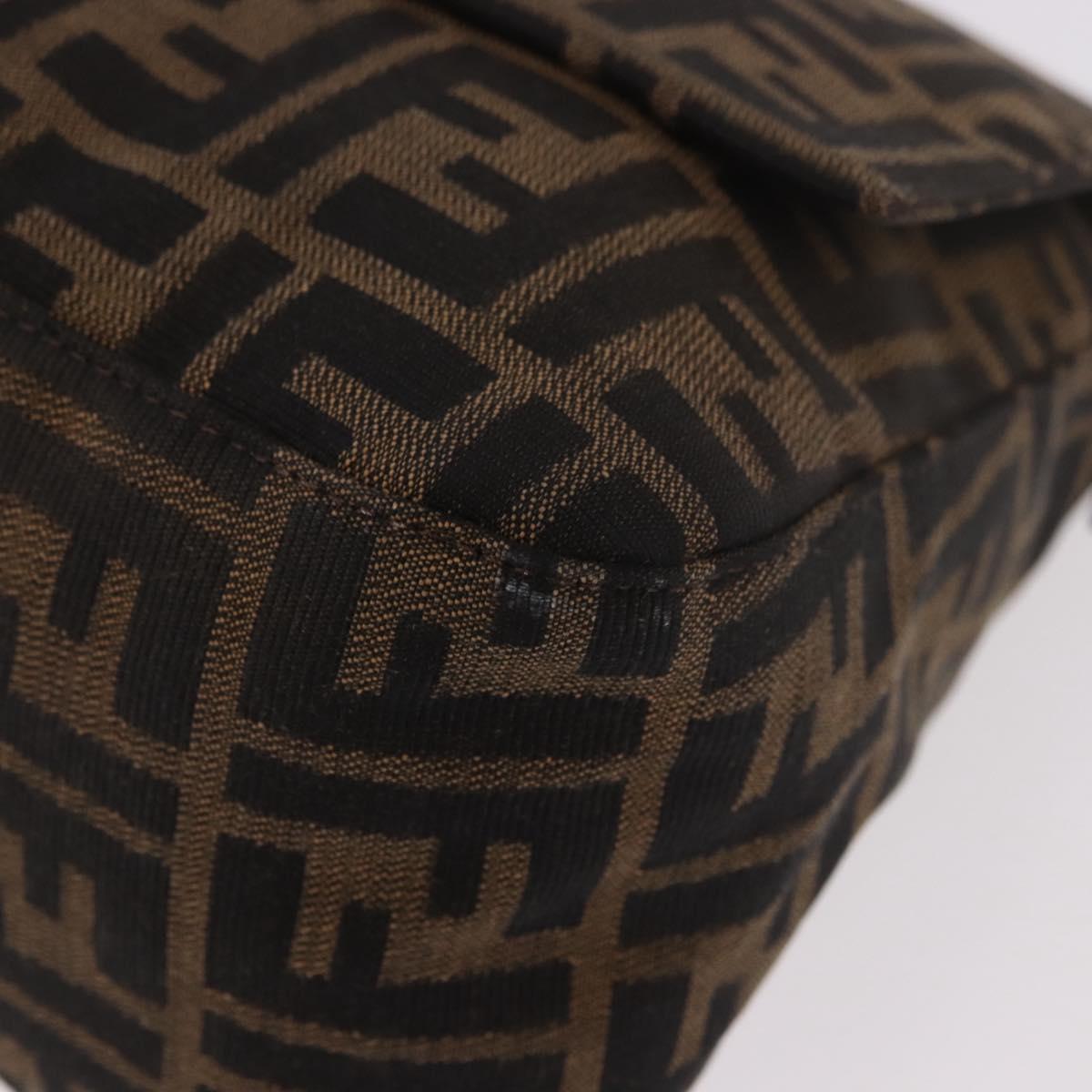FENDI Zucca Canvas Mamma Baguette Shoulder Bag Black Brown Auth 184547SAV