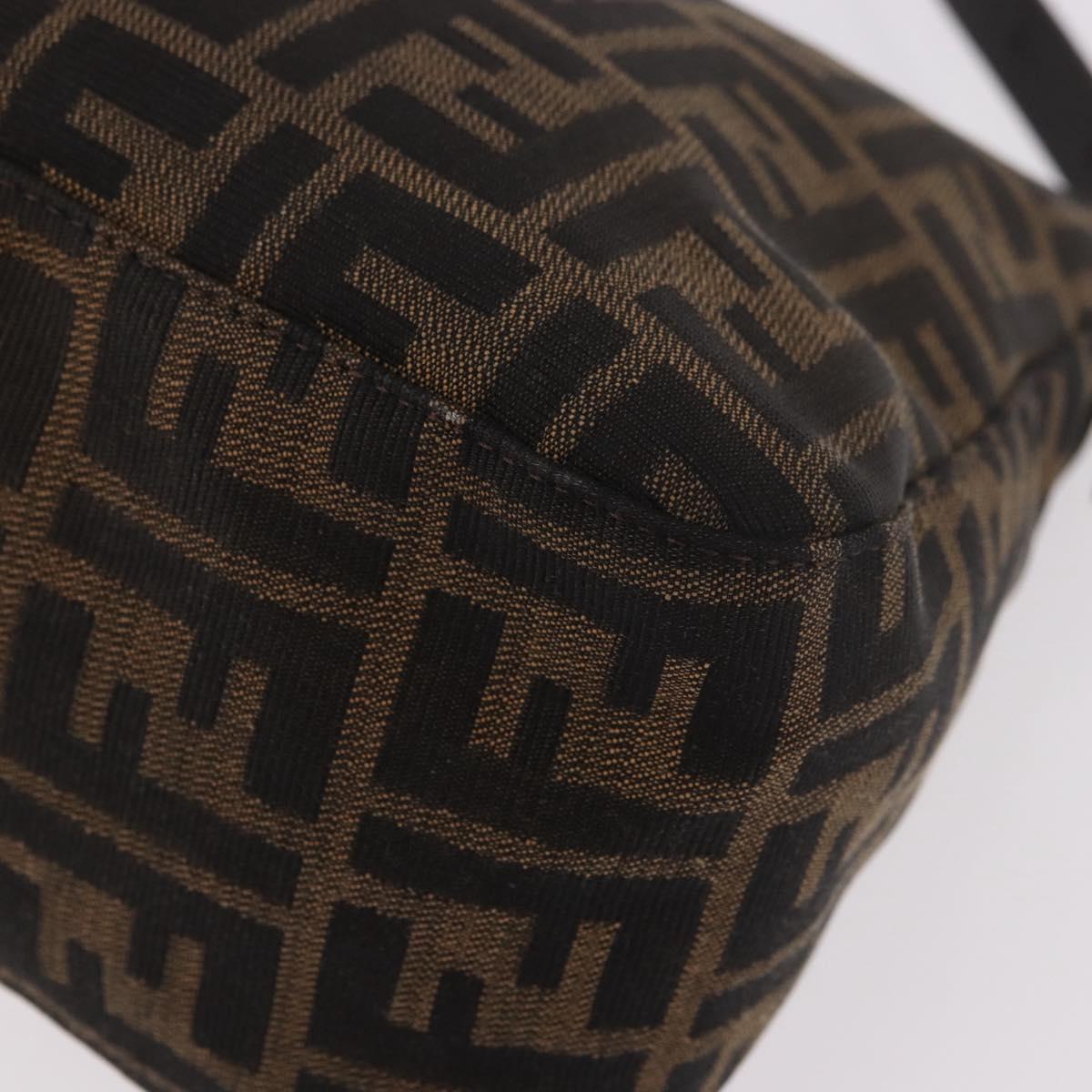 FENDI Zucca Canvas Mamma Baguette Shoulder Bag Black Brown Auth 184547SAV