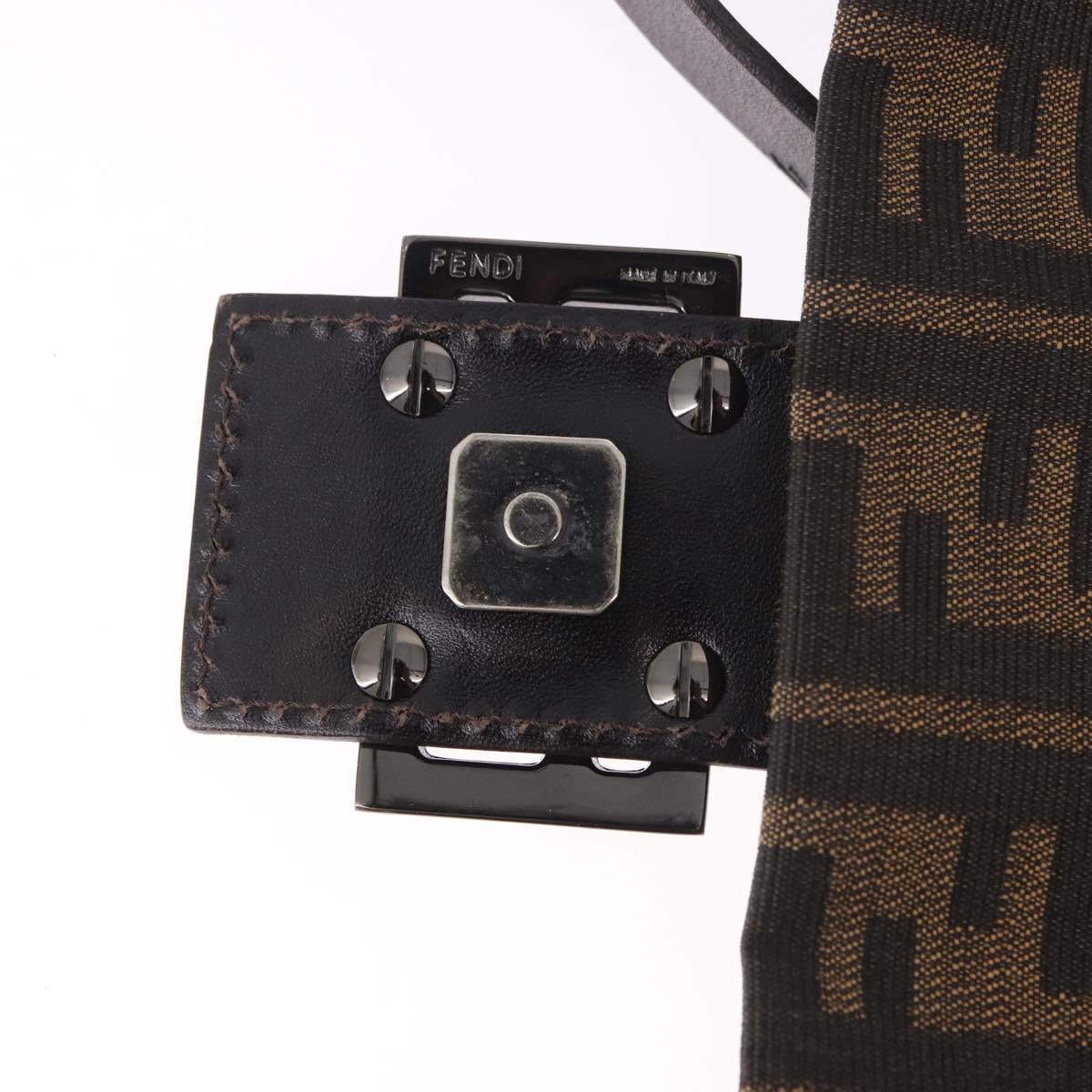 FENDI Zucca Canvas Mamma Baguette Shoulder Bag Black Brown Auth 184547SAV