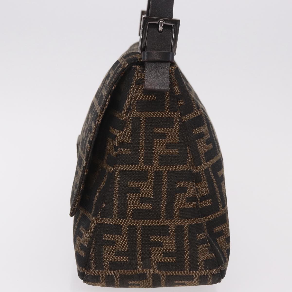 FENDI Zucca Canvas Mamma Baguette Shoulder Bag Black Brown Auth 184547SAV