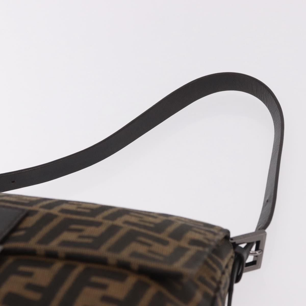 FENDI Zucca Canvas Mamma Baguette Shoulder Bag Black Brown Auth 184547SAV