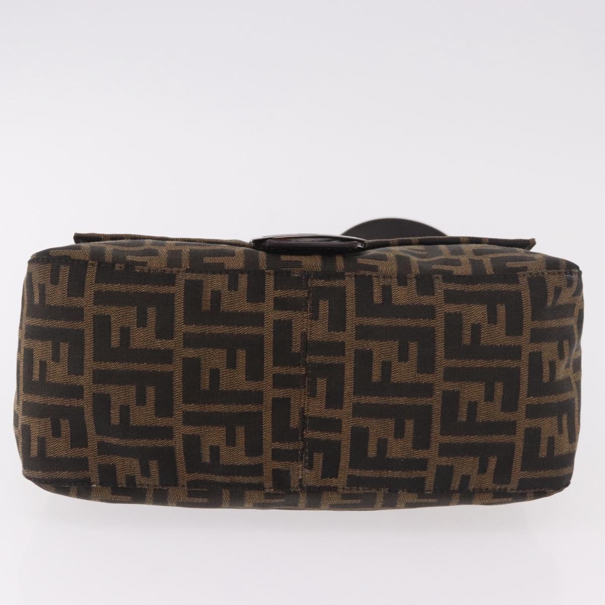 FENDI Zucca Canvas Mamma Baguette Shoulder Bag Black Brown Auth 184547SAV