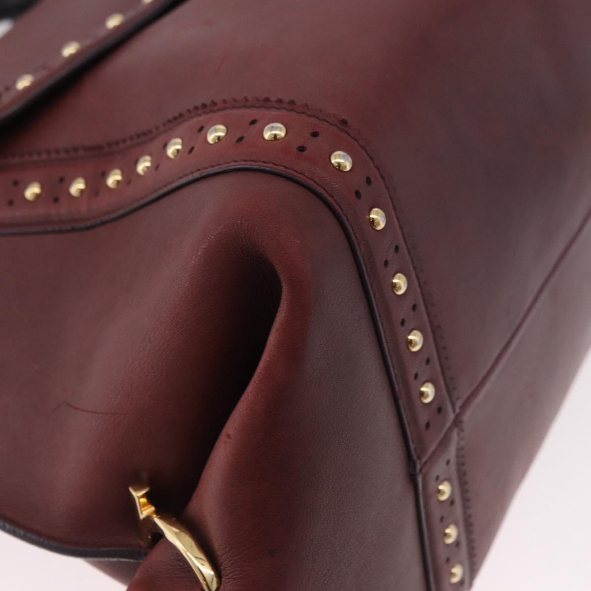 Salvatore Ferragamo Gancini Hand Bag Leather 2way Bordeaux Gold Auth 184549