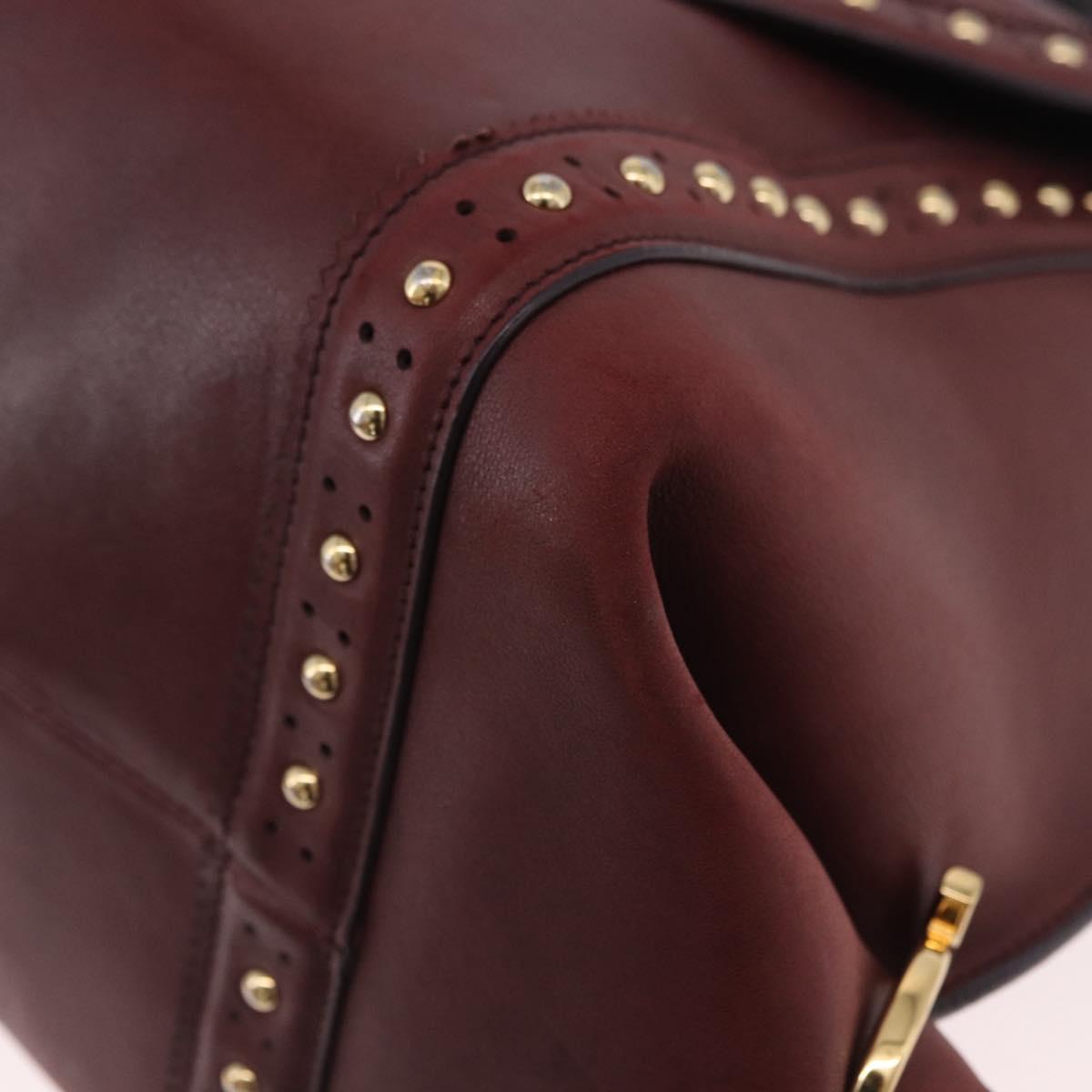 Salvatore Ferragamo Gancini Hand Bag Leather 2way Bordeaux Gold Auth 184549