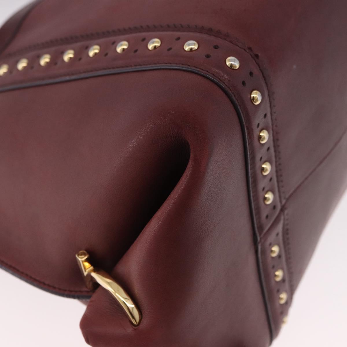 Salvatore Ferragamo Gancini Hand Bag Leather 2way Bordeaux Gold Auth 184549