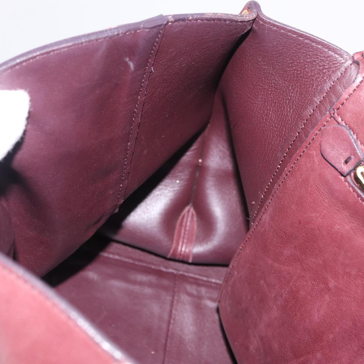 Salvatore Ferragamo Gancini Hand Bag Leather 2way Bordeaux Gold Auth 184549