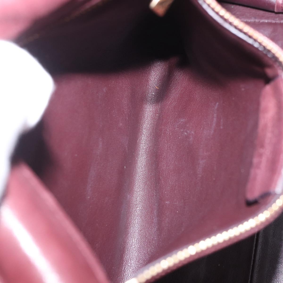 Salvatore Ferragamo Gancini Hand Bag Leather 2way Bordeaux Gold Auth 184549