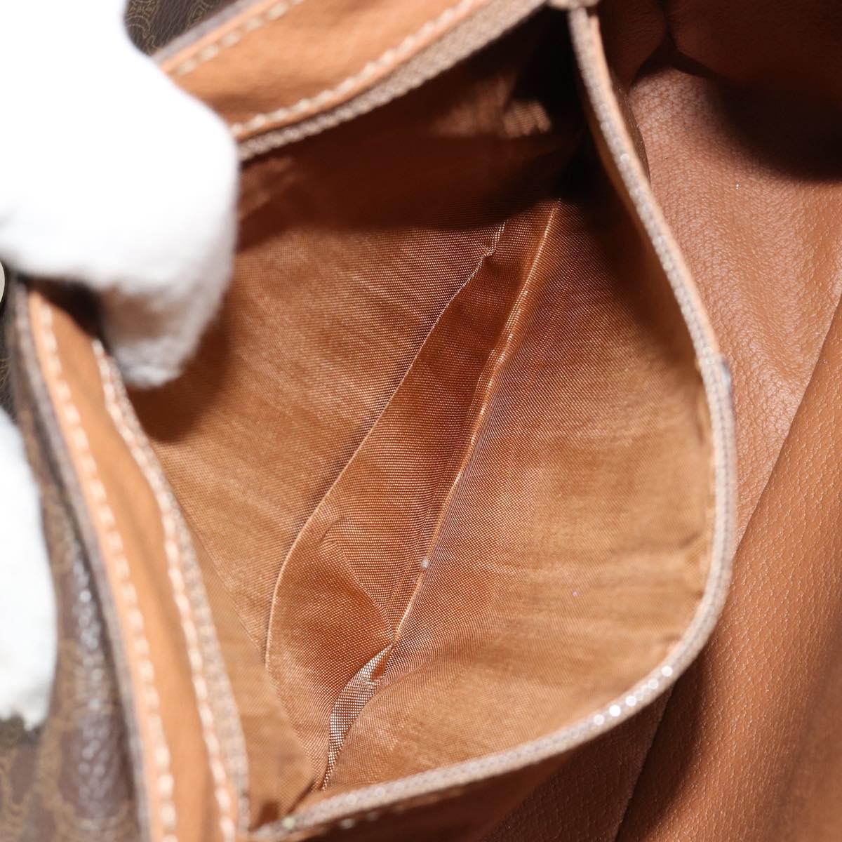 CELINE Macadam Canvas Shoulder Bag PVC Leather Brown Gold Auth 184552A
