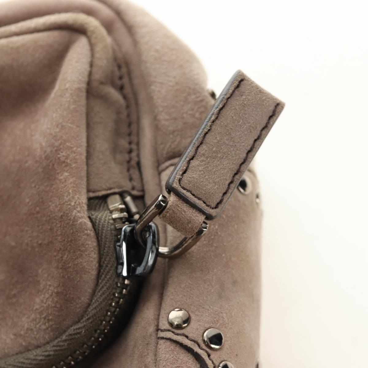 PRADA Chain Shoulder Bag Suede Beige Silver Auth 184553SAV