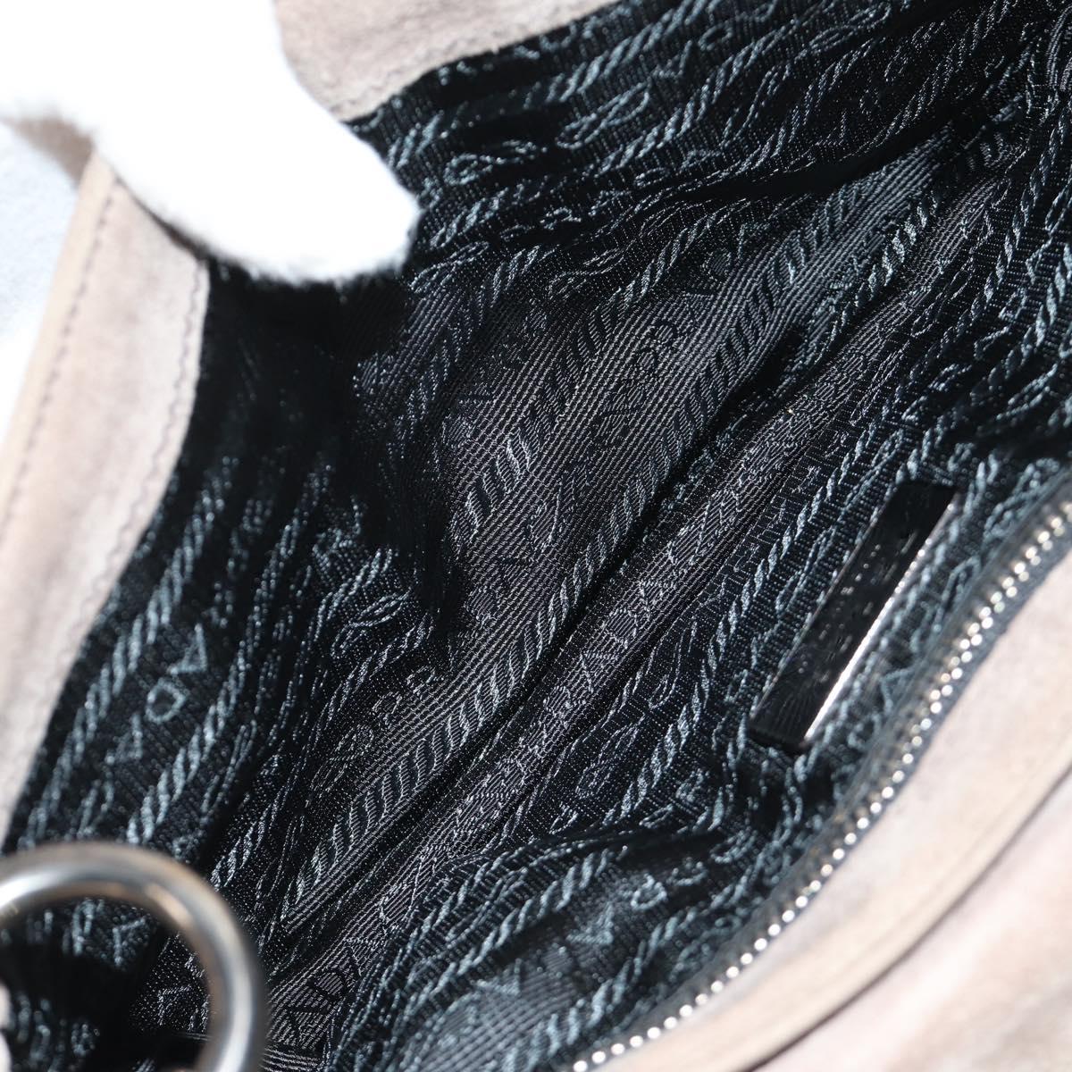 PRADA Chain Shoulder Bag Suede Beige Silver Auth 184553SAV