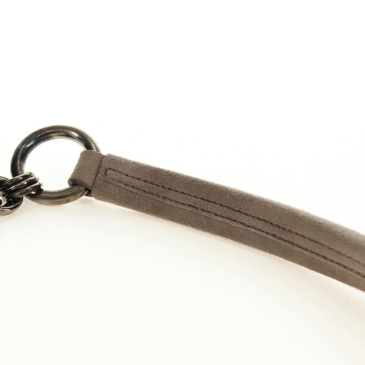PRADA Chain Shoulder Bag Suede Beige Silver Auth 184553SAV