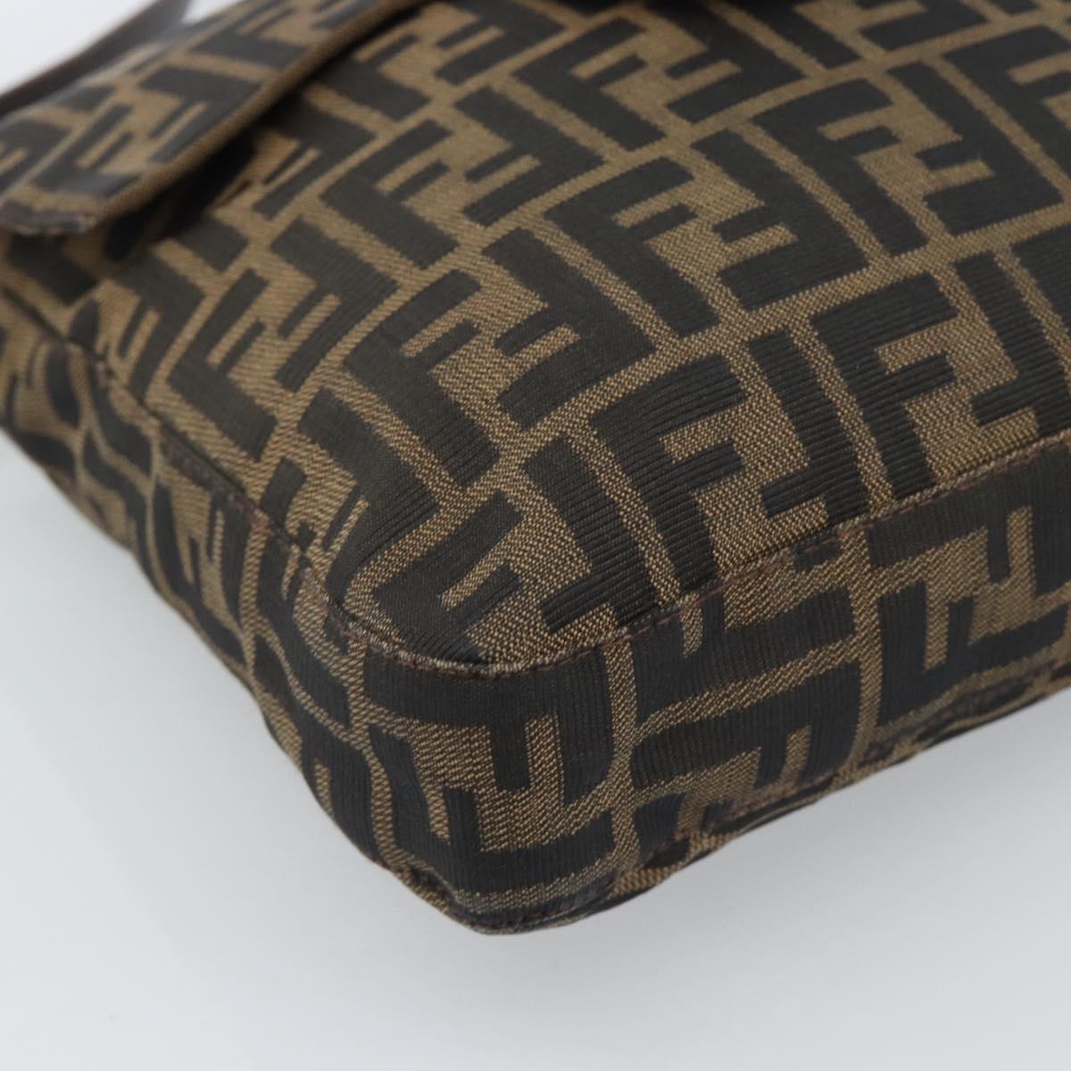 FENDI Zucca Canvas Mamma Baguette Shoulder Bag Black Brown Auth 184554A