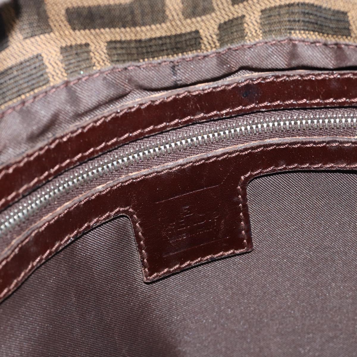 FENDI Zucca Canvas Mamma Baguette Shoulder Bag Black Brown Auth 184554A