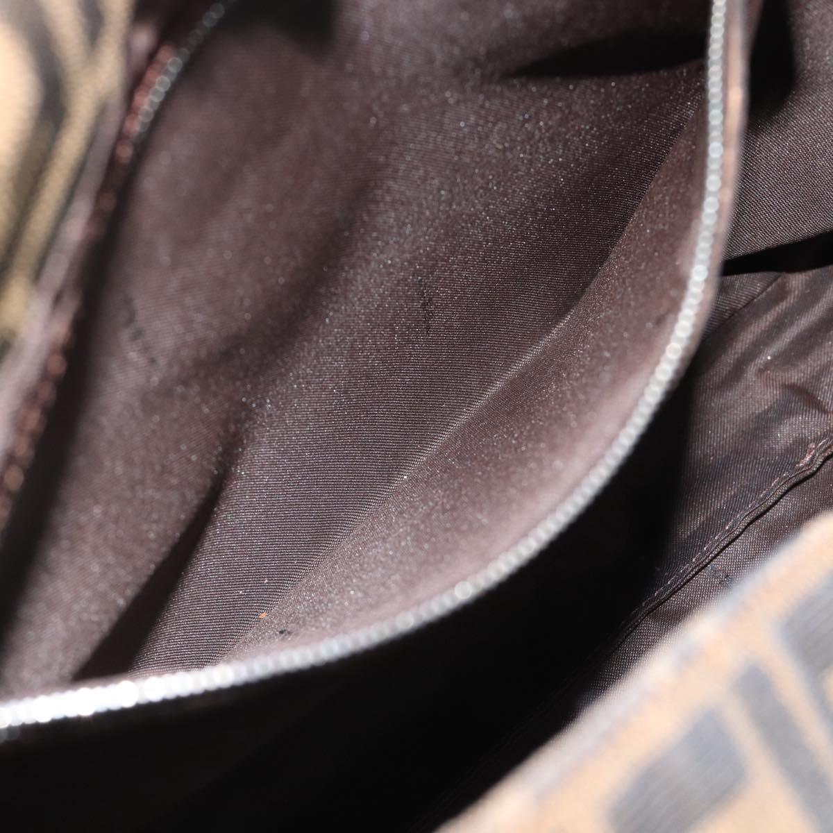 FENDI Zucca Canvas Mamma Baguette Shoulder Bag Black Brown Auth 184554A
