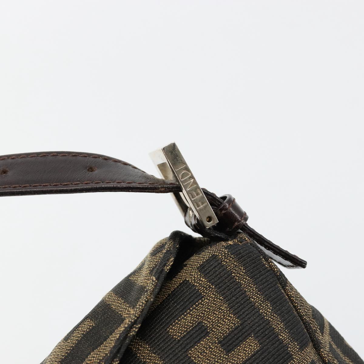 FENDI Zucca Canvas Mamma Baguette Shoulder Bag Black Brown Auth 184555SAM