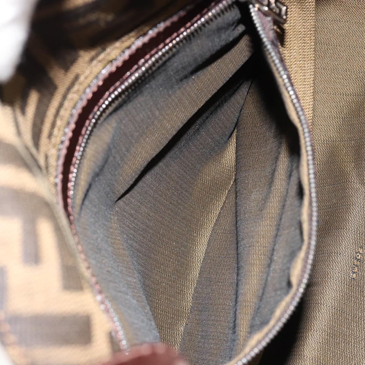 FENDI Zucca Canvas Mamma Baguette Shoulder Bag Black Brown Auth 184555SAM