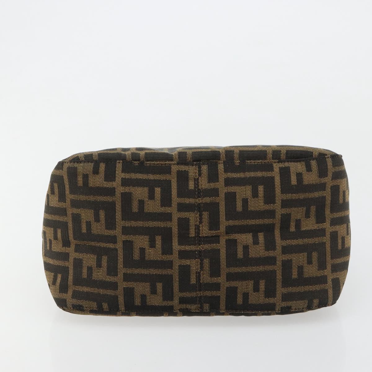 FENDI Zucca Canvas Mamma Baguette Shoulder Bag Black Brown Auth 184555SAM