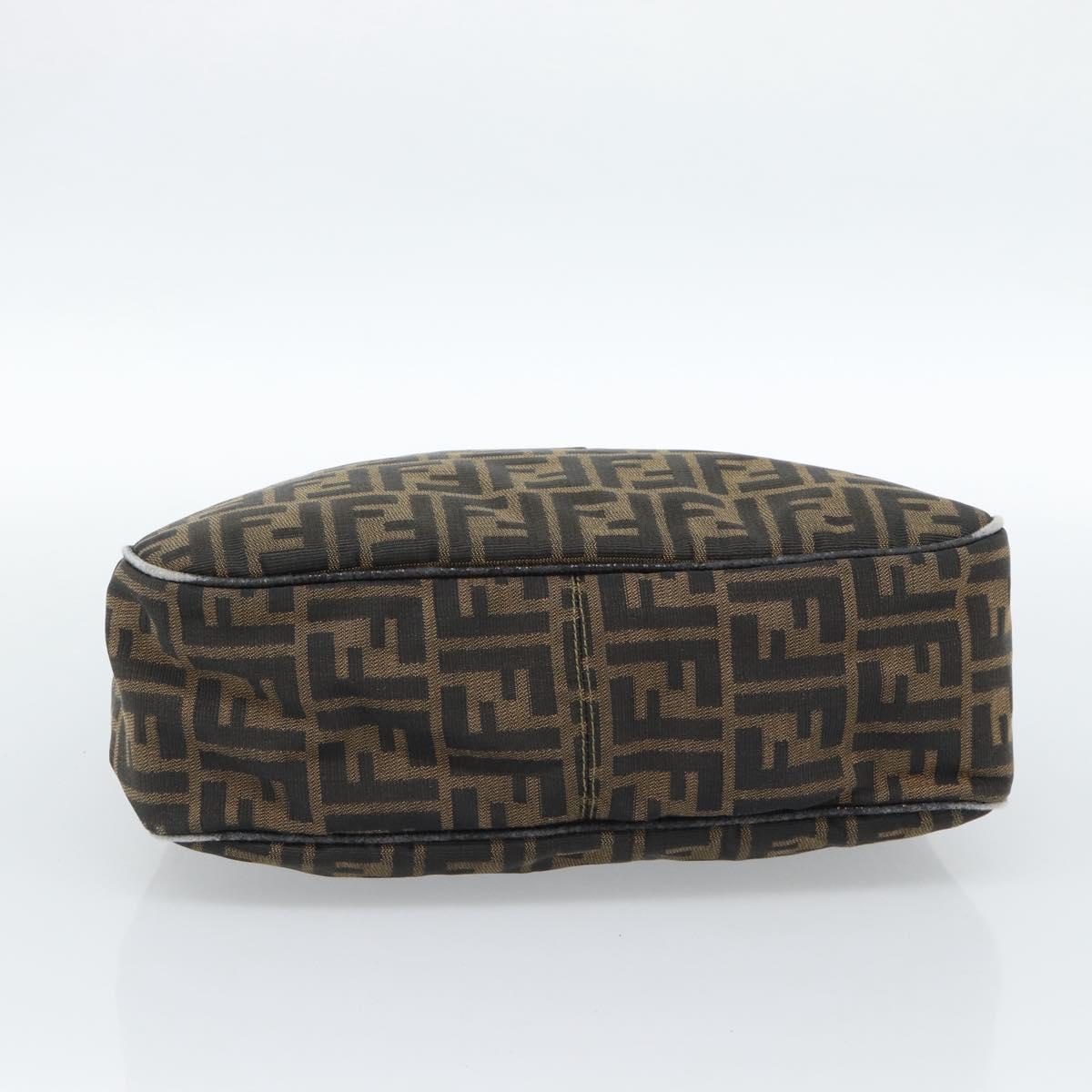 FENDI Zucca Canvas Mamma Baguette Shoulder Bag Black Brown Auth 184556