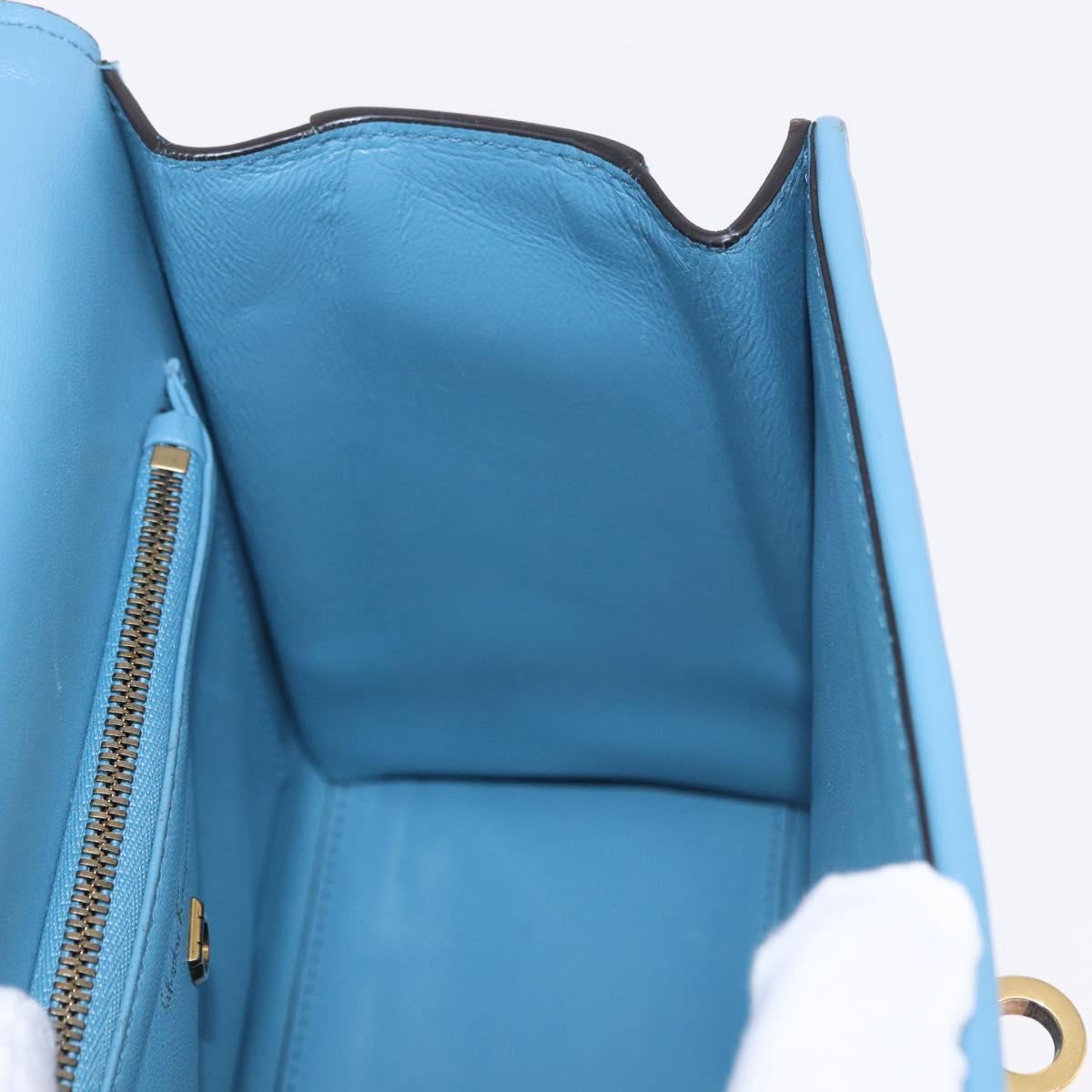 Salvatore Ferragamo Gancini Hand Bag Leather 2way Light Blue Gold Auth 184558