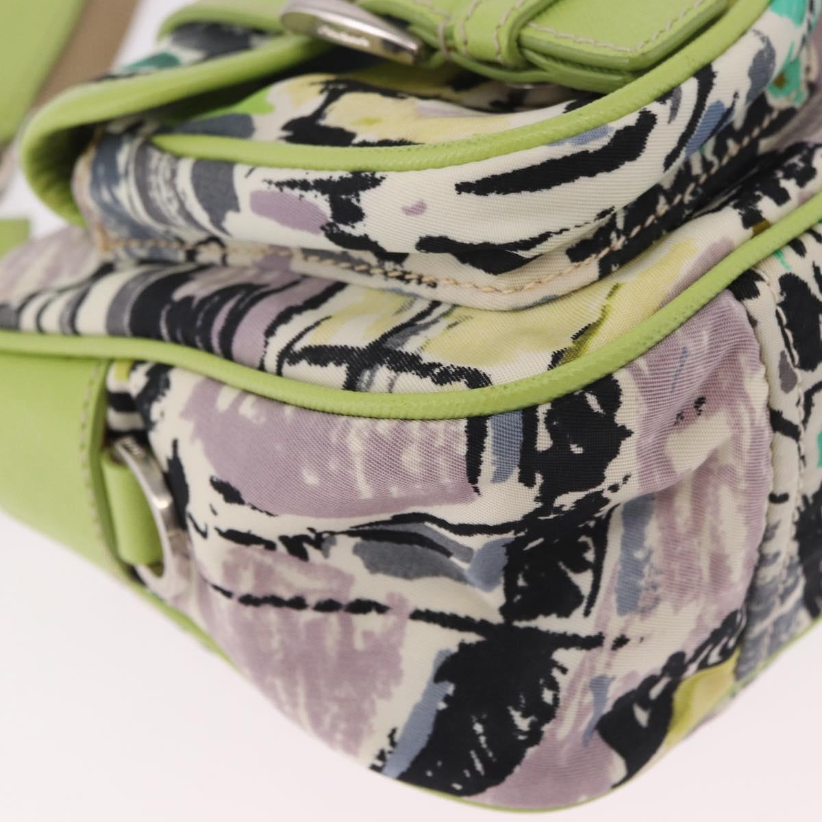 PRADA Shoulder Bag Nylon Green Silver Auth 184559V