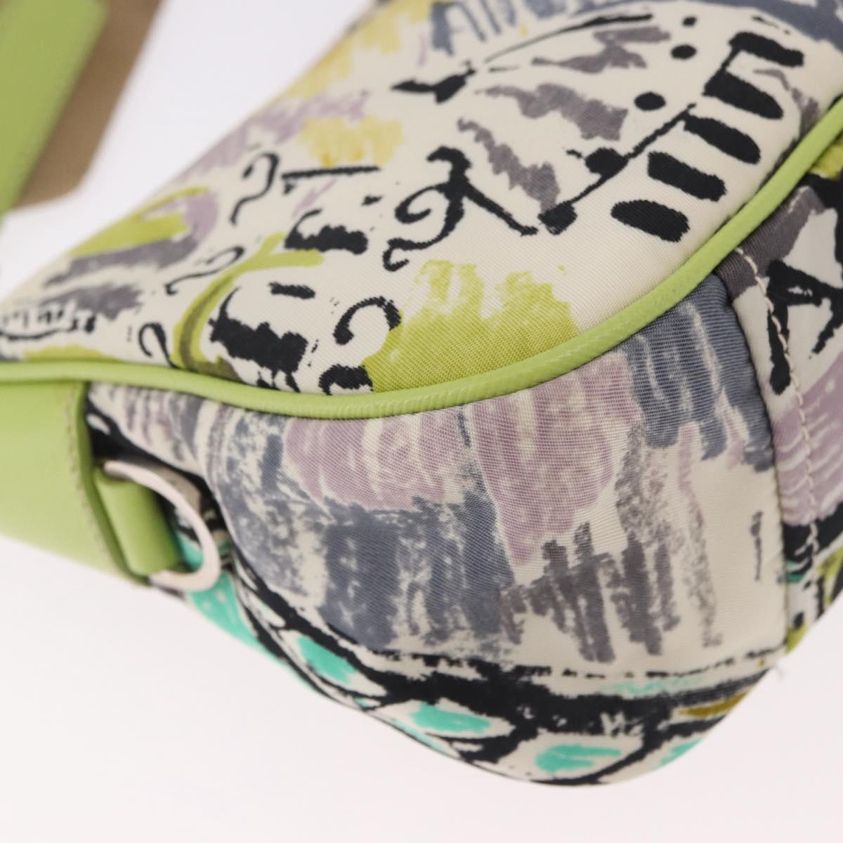 PRADA Shoulder Bag Nylon Green Silver Auth 184559V