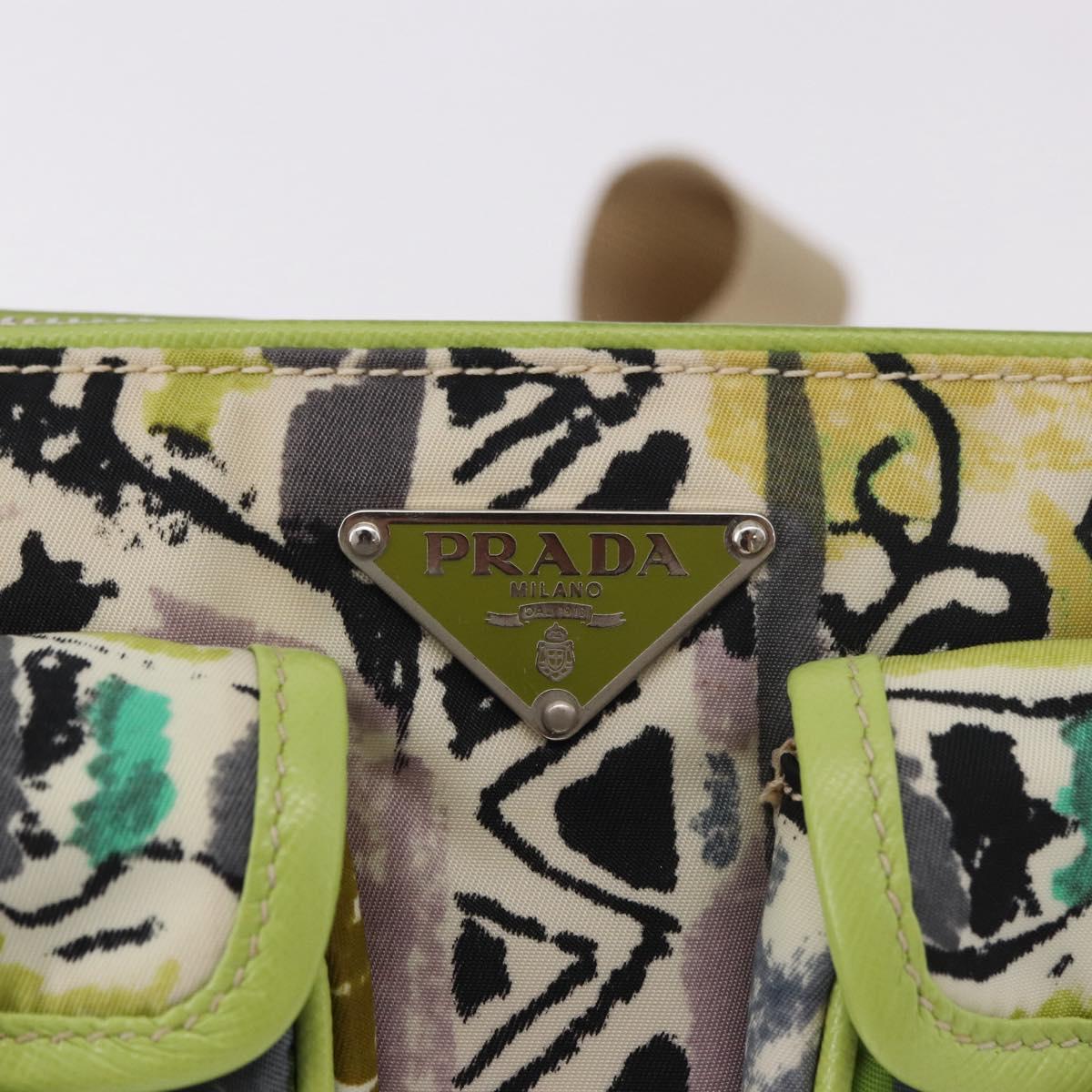 PRADA Shoulder Bag Nylon Green Silver Auth 184559V