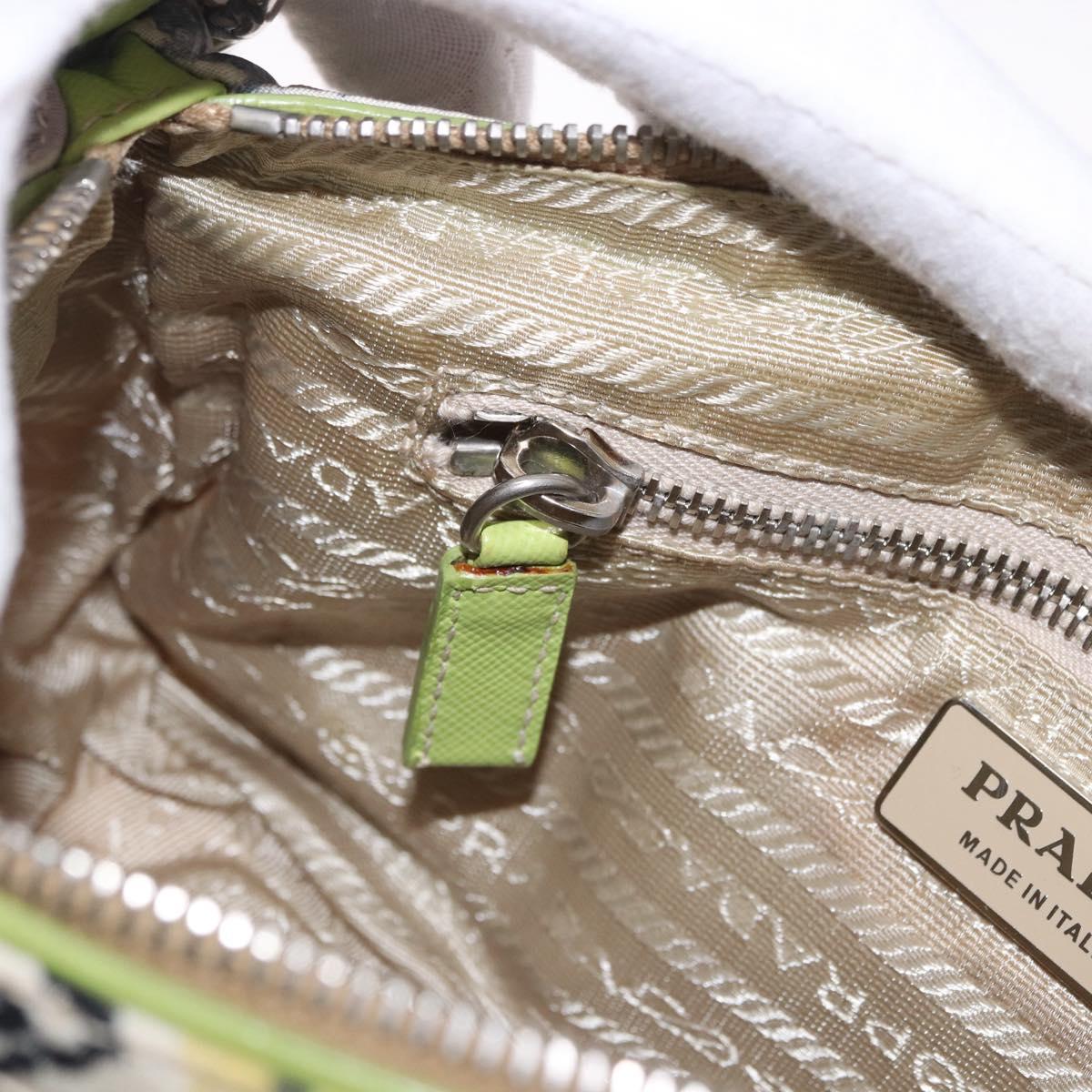 PRADA Shoulder Bag Nylon Green Silver Auth 184559V