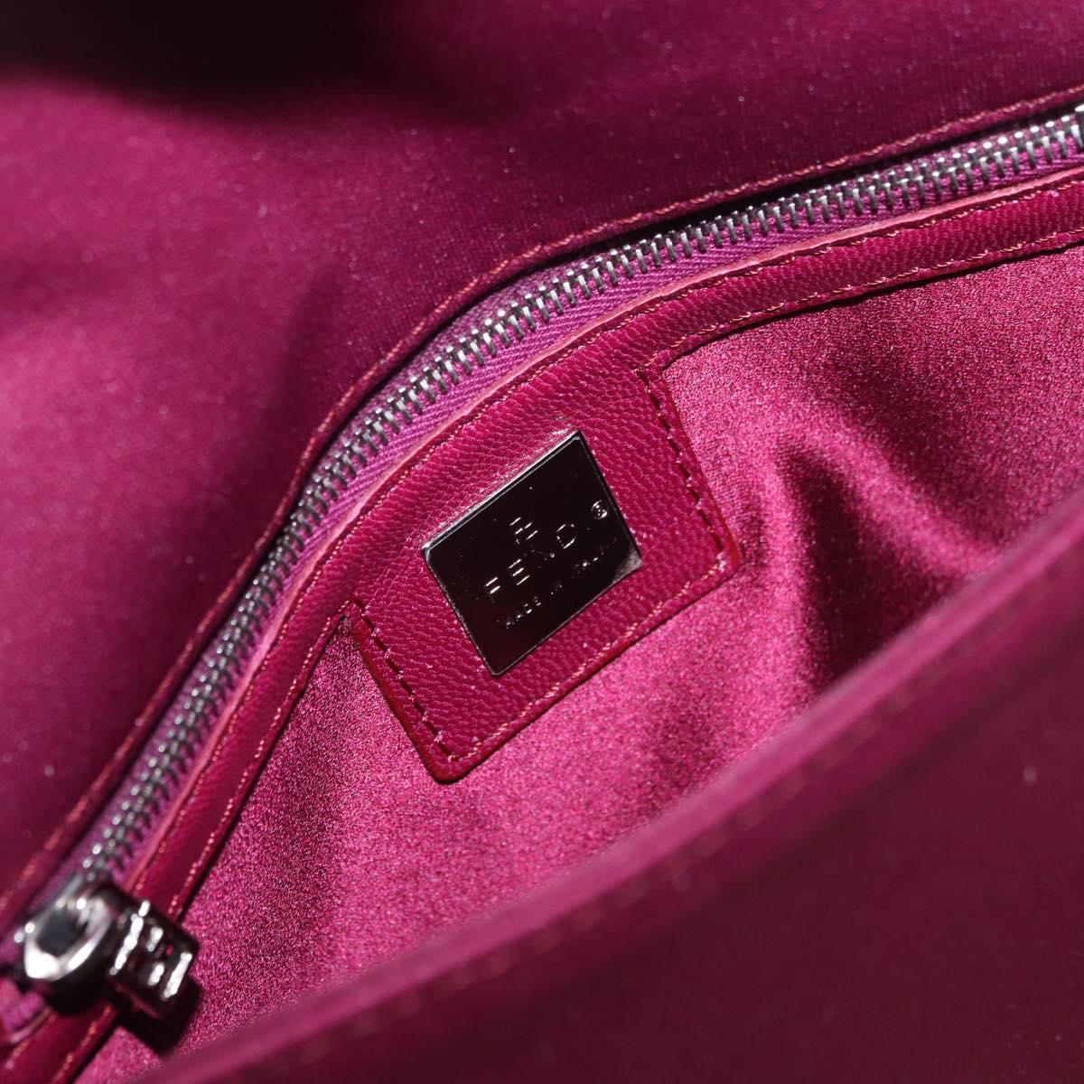 FENDI Mamma Baguette Shoulder Bag Cotton Jersey Bordeaux Silver Auth 184562