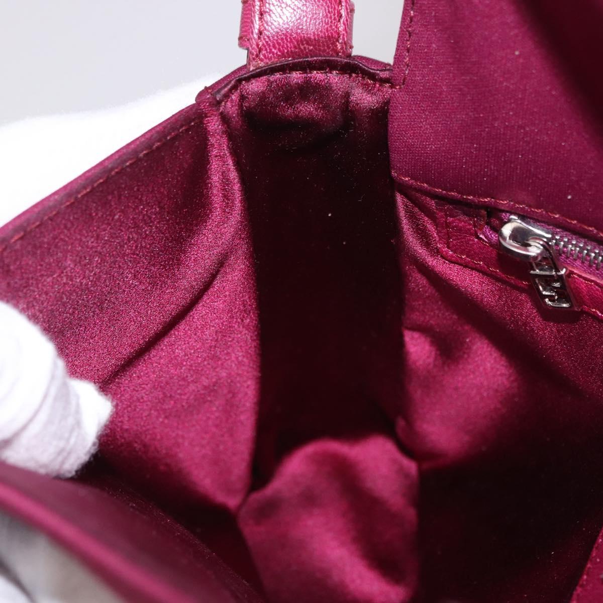FENDI Mamma Baguette Shoulder Bag Cotton Jersey Bordeaux Silver Auth 184562