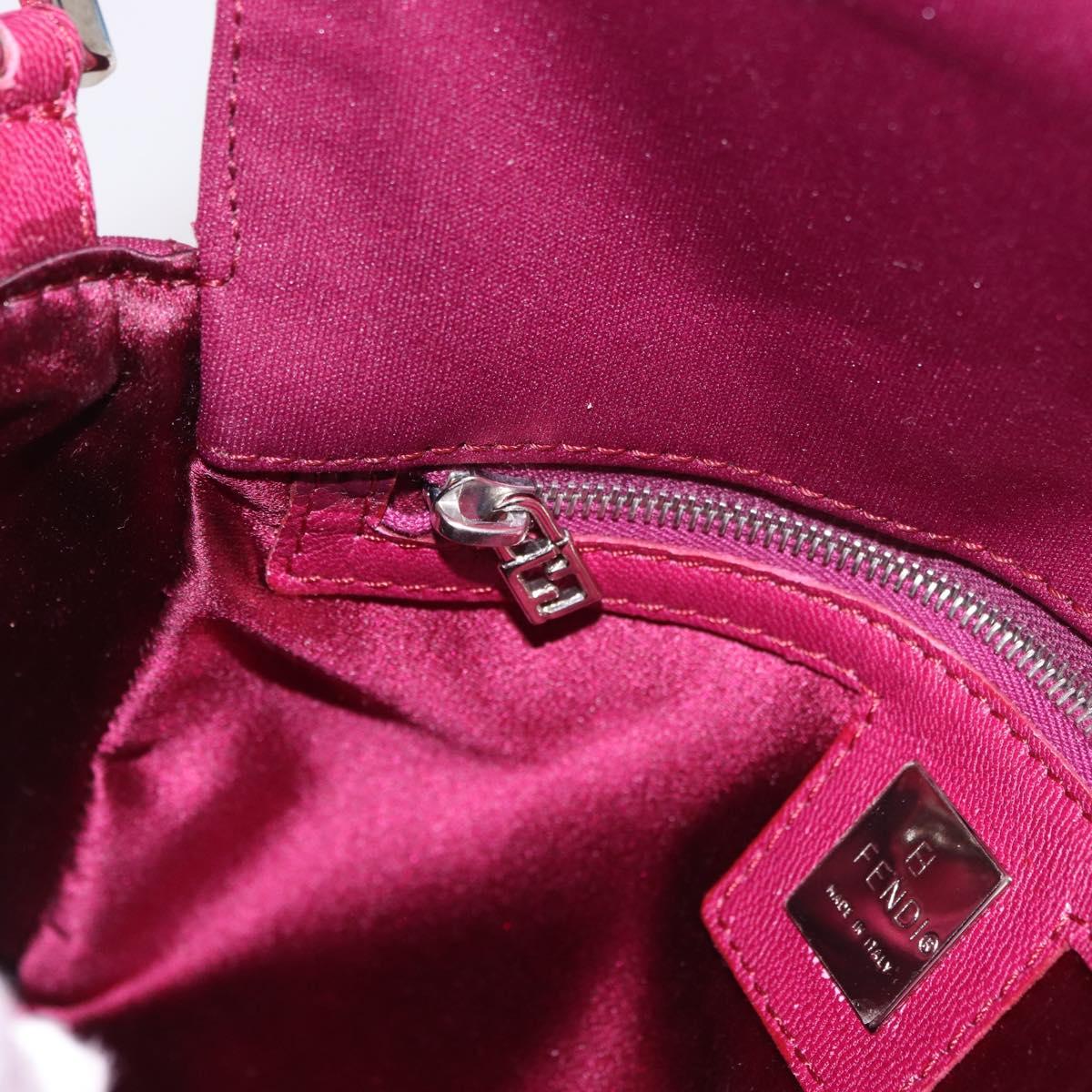 FENDI Mamma Baguette Shoulder Bag Cotton Jersey Bordeaux Silver Auth 184562
