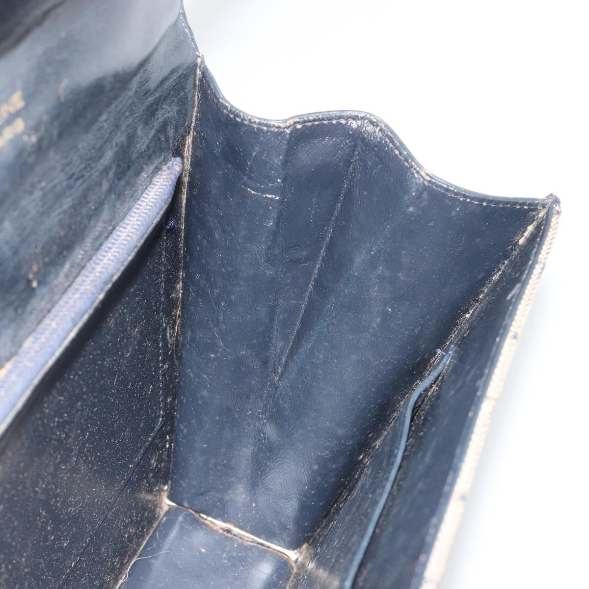 CELINE C Sulky Horse Carriage Shoulder Bag Canvas Navy Gold Auth 184574