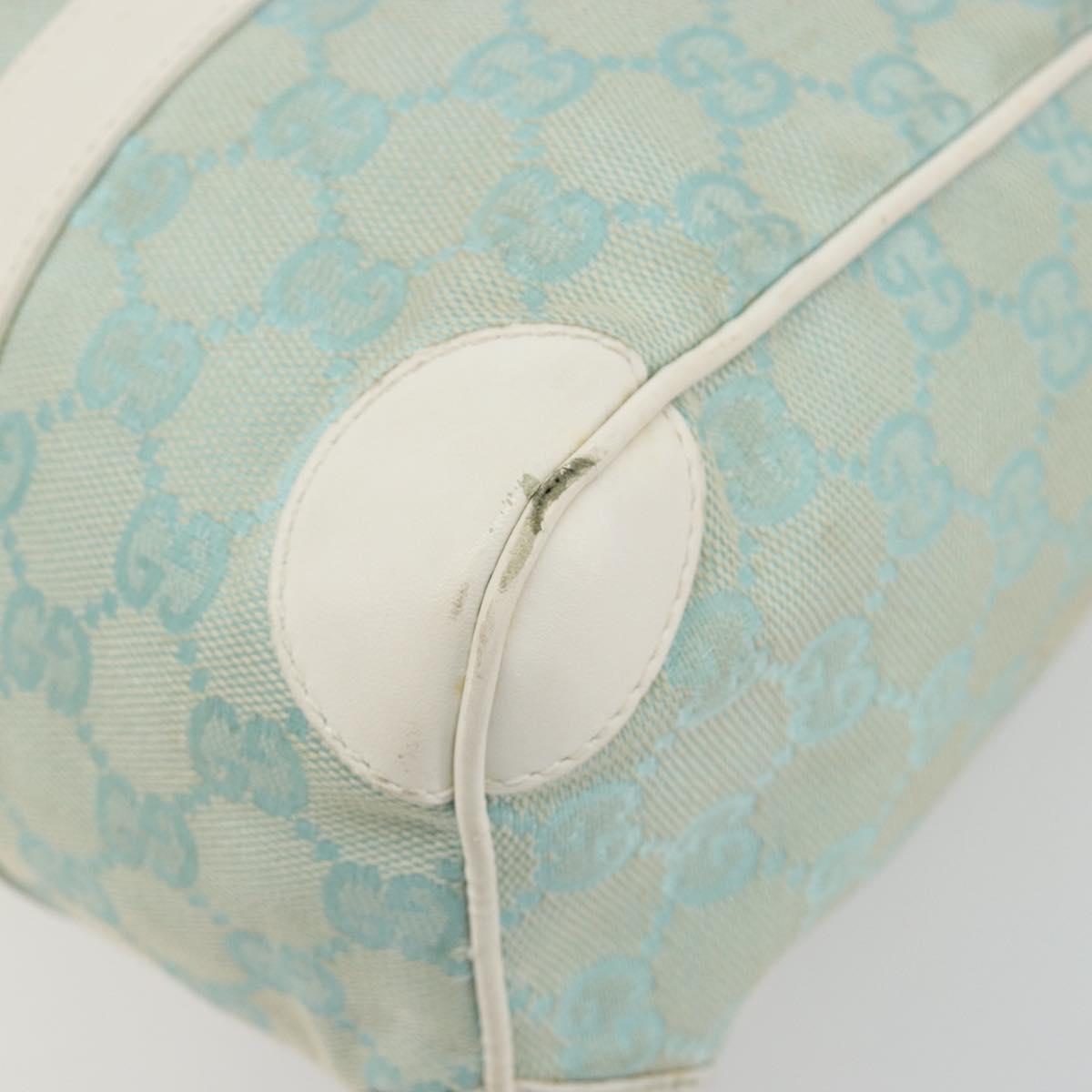 GUCCI GG Canvas Hand Bag Light Blue Gold 000 0851 Auth 184576