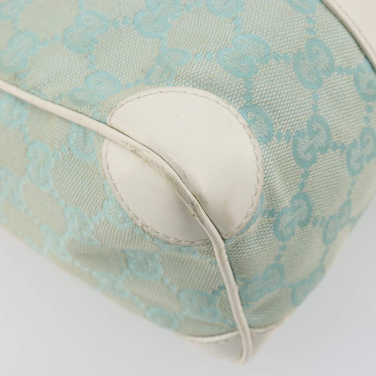 GUCCI GG Canvas Hand Bag Light Blue Gold 000 0851 Auth 184576