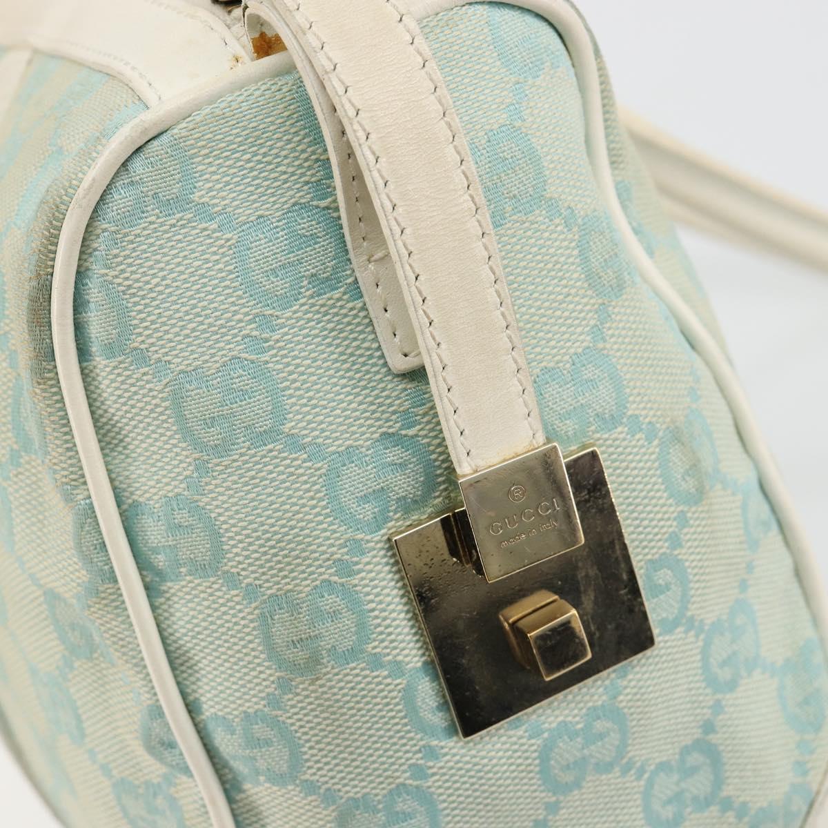 GUCCI GG Canvas Hand Bag Light Blue Gold 000 0851 Auth 184576