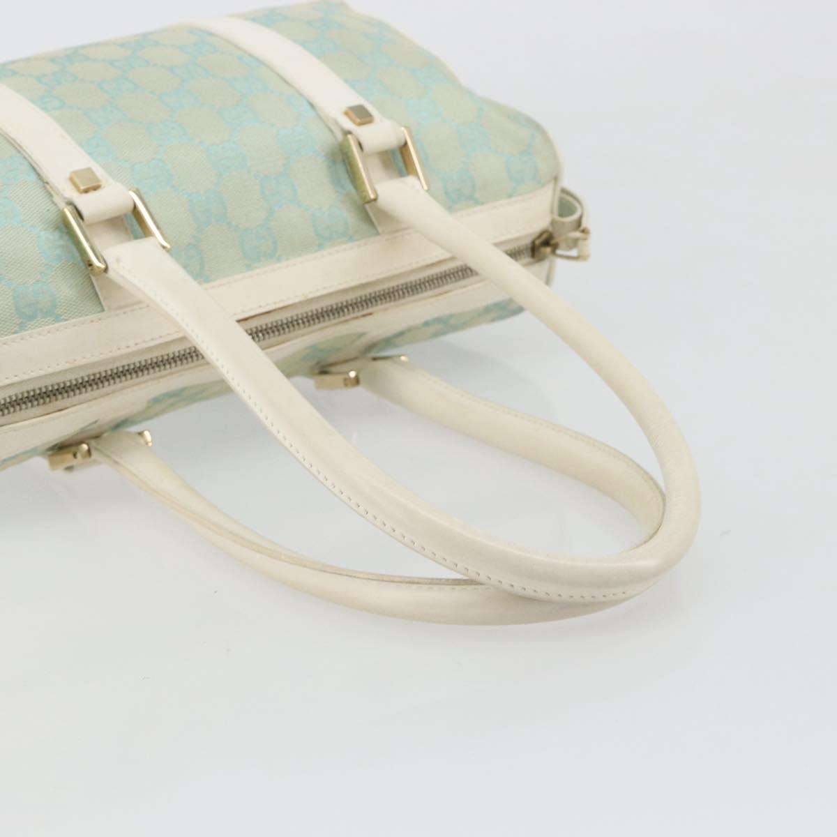 GUCCI GG Canvas Hand Bag Light Blue Gold 000 0851 Auth 184576