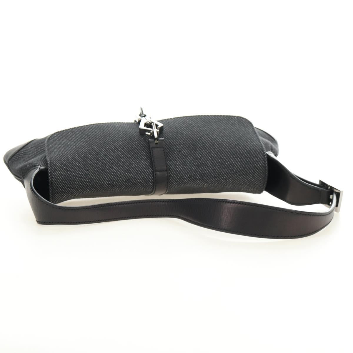 GUCCI Jackie Shoulder Bag Denim Black Silver 90667 Auth 184577SAM