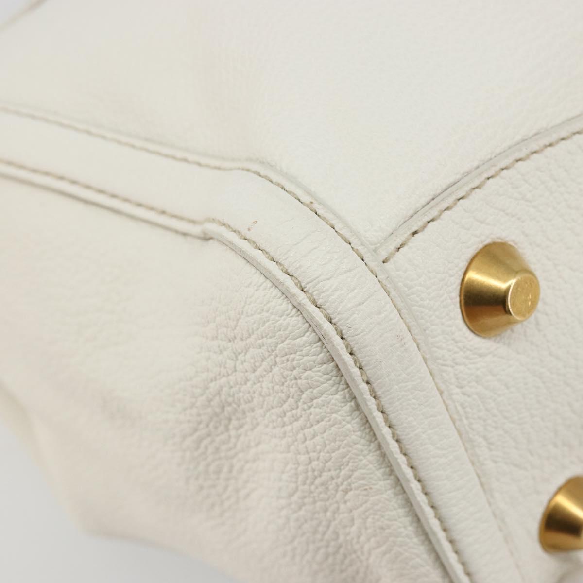 Miu Miu Hand Bag Leather White Gold Auth 184578