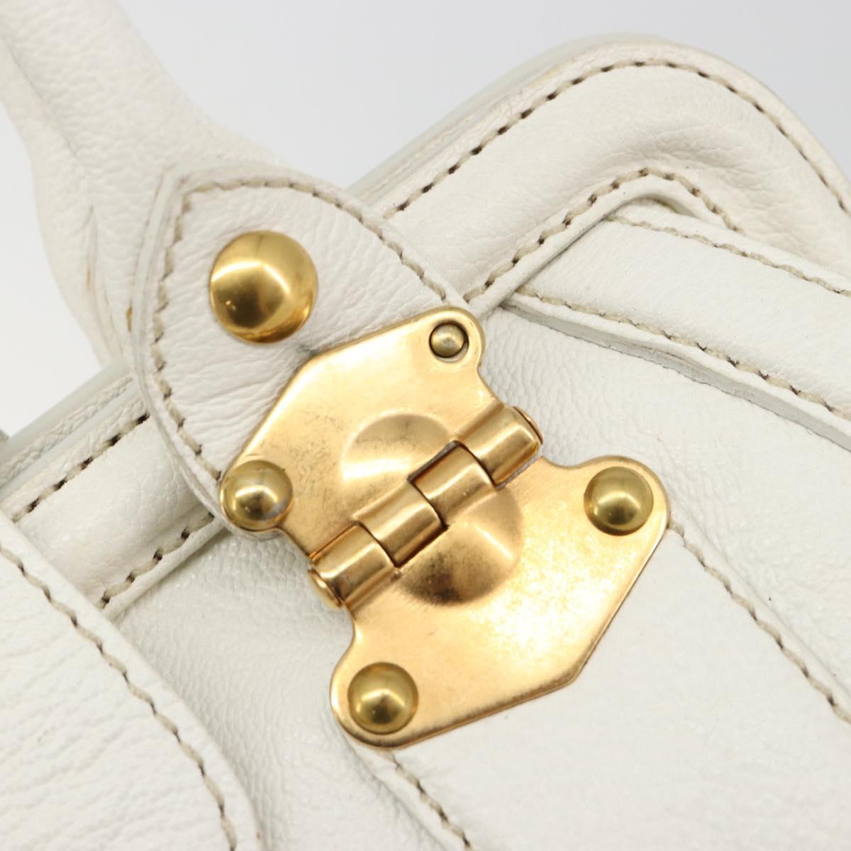 Miu Miu Hand Bag Leather White Gold Auth 184578