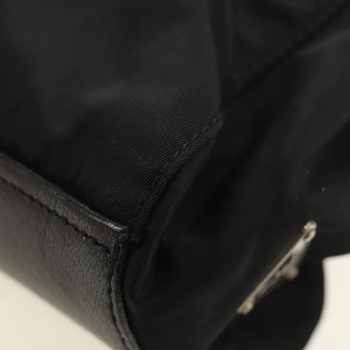 PRADA Shoulder Bag Nylon Leather Black Silver Auth 184579V