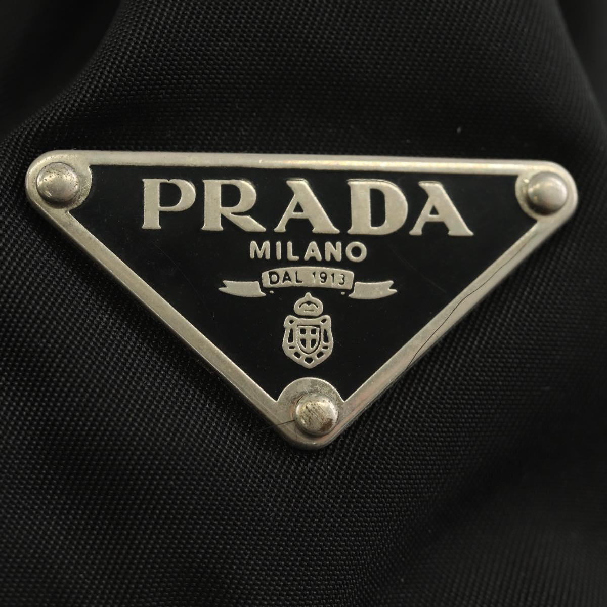 PRADA Shoulder Bag Nylon Leather Black Silver Auth 184579V