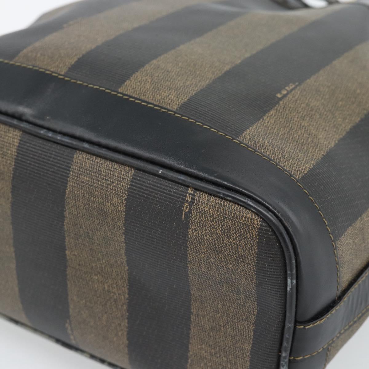 FENDI Pecan Canvas Purse Shoulder Bag PVC Brown Gold Auth 184581