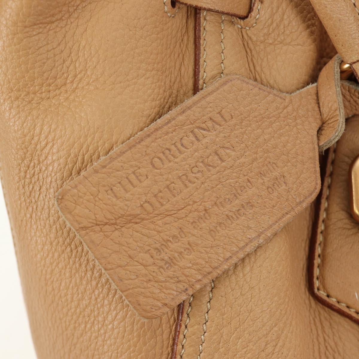 PRADA Tote Bag Leather Beige Gold Auth 184582V