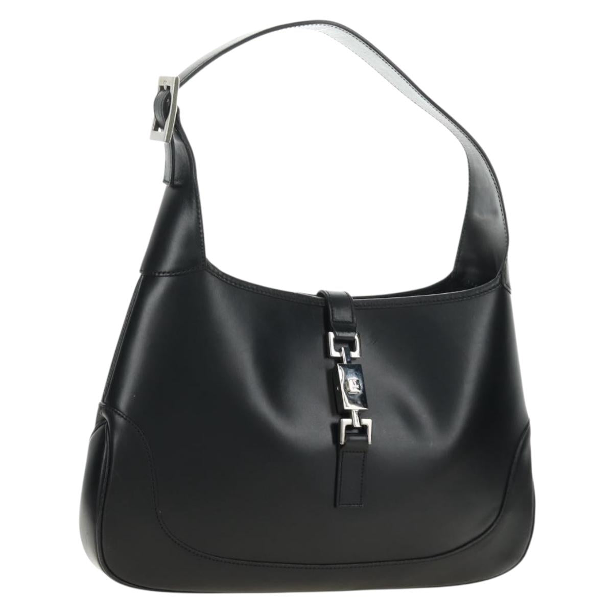 GUCCI Jackie Shoulder Bag Leather Black Silver 001 3306 2684 Auth 184583SAM