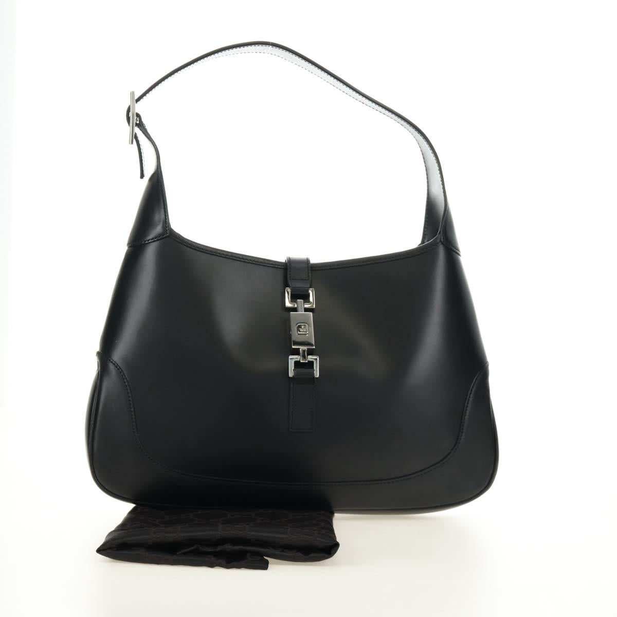 GUCCI Jackie Shoulder Bag Leather Black Silver 001 3306 2684 Auth 184583SAM