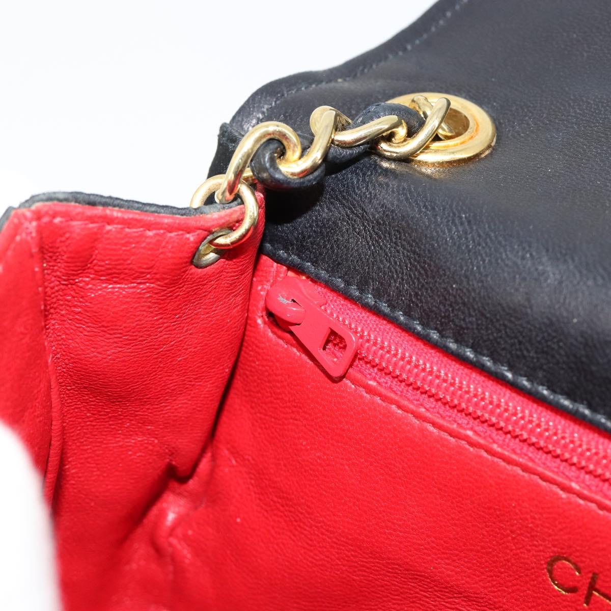 CHANEL Chain Shoulder Bag Nylon Black Gold CC Auth 184584A