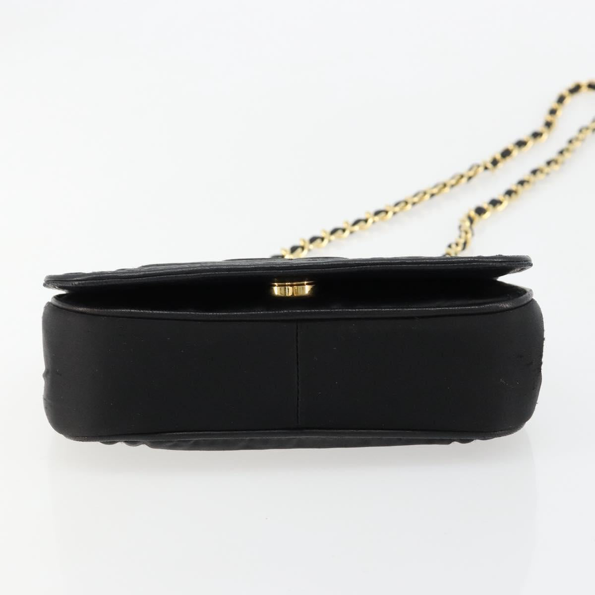 CHANEL Chain Shoulder Bag Nylon Black Gold CC Auth 184584A