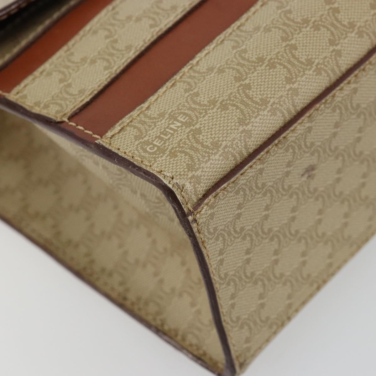 CELINE Macadam Canvas Hand Bag PVC Beige Gold Auth 184585